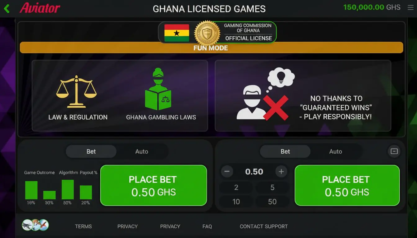 Official license and regulatory symbols from Ghana, with player refusing scam offers 